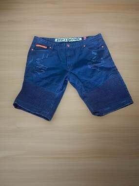 Beat & Rhythm Men's Blue Distressed Moto Denim Shorts Waist 44